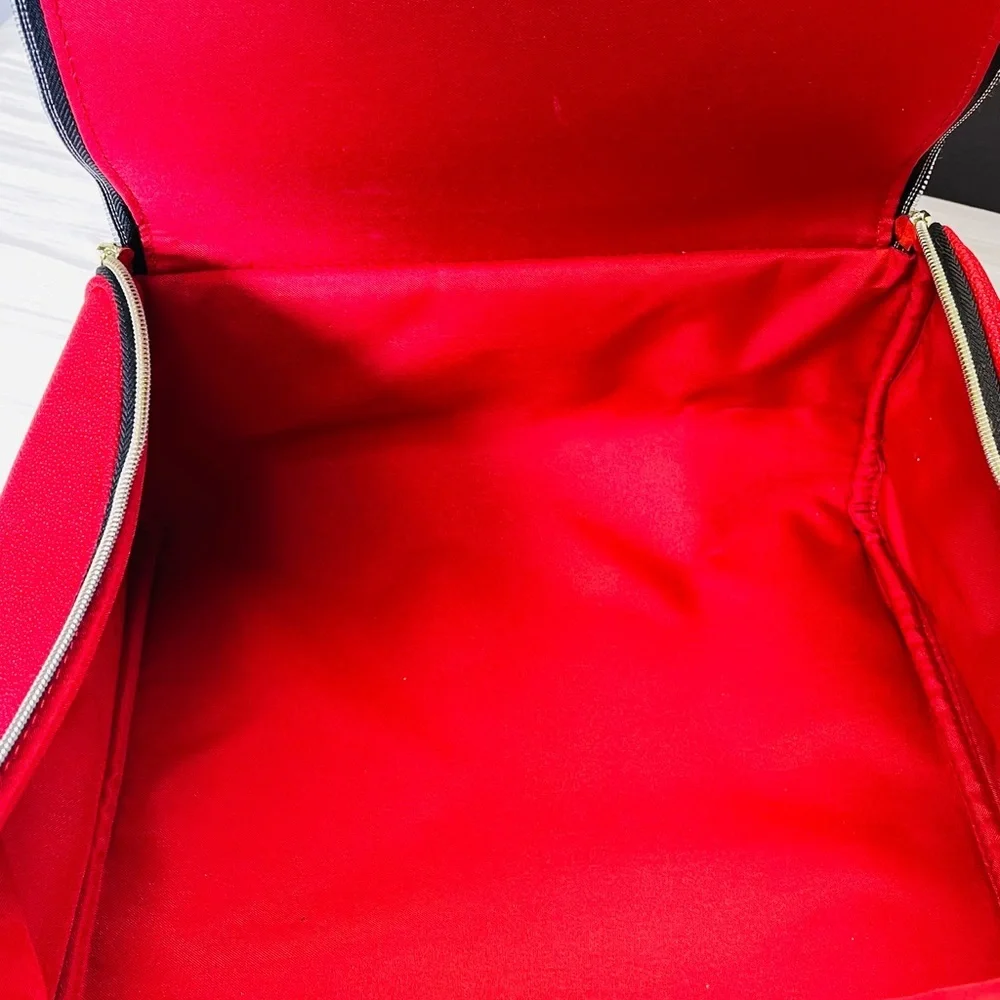 Estee Lauder Blockbuster Beauty Makeup Travel Bag Cosmetic Bag Train Case Red